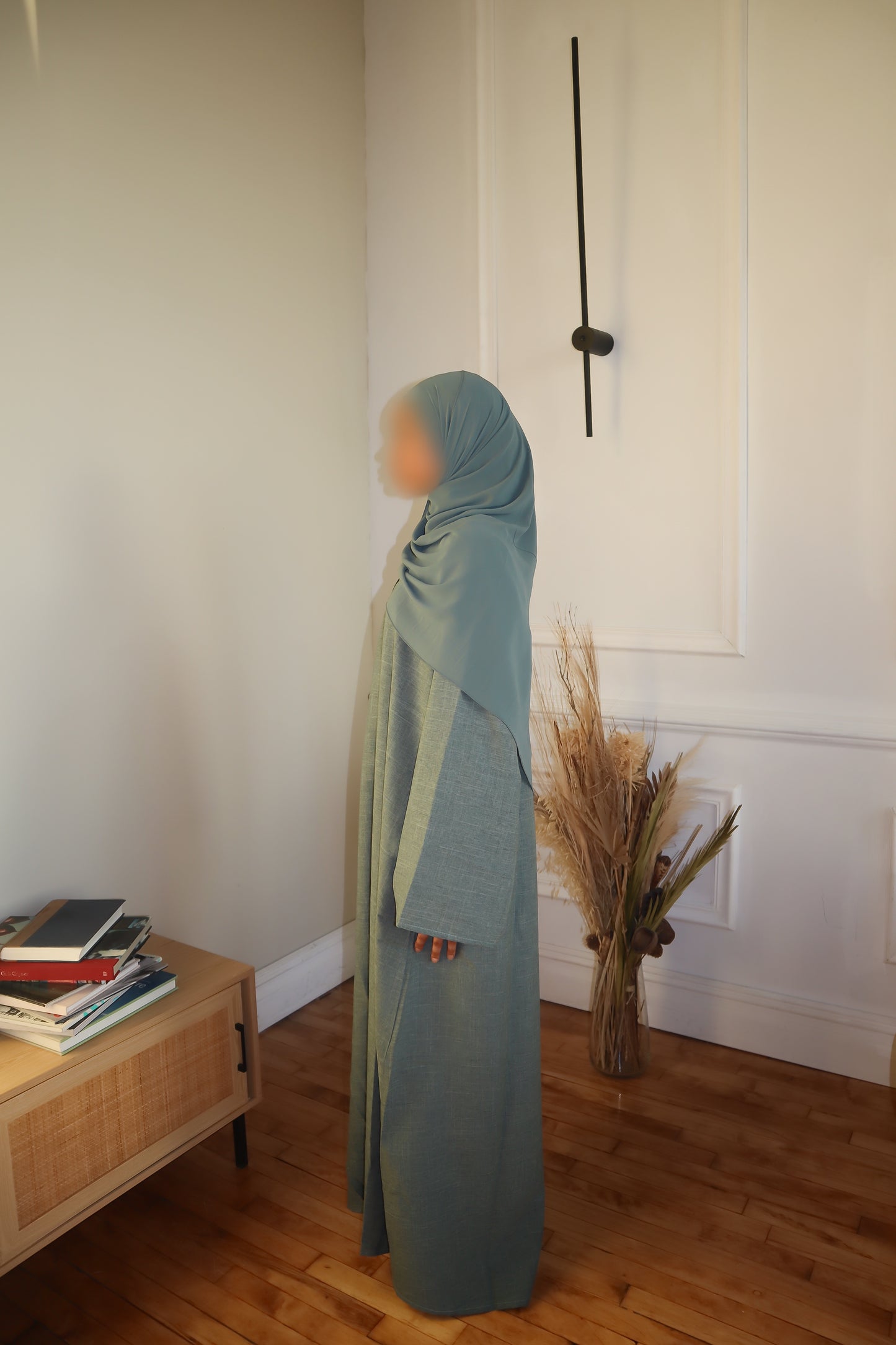 Sea Green Linen Abaya