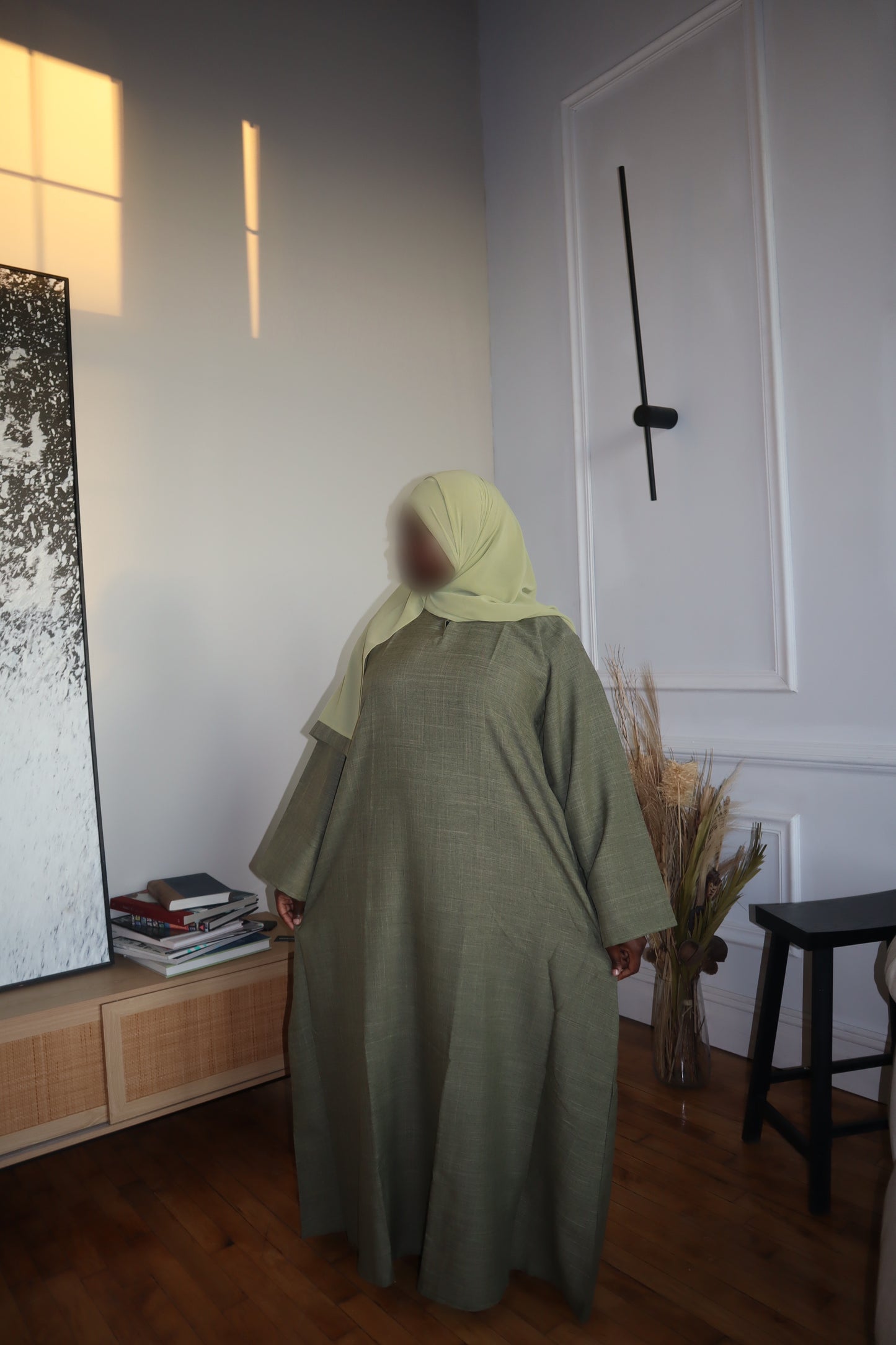 Olive Green Linen Abaya