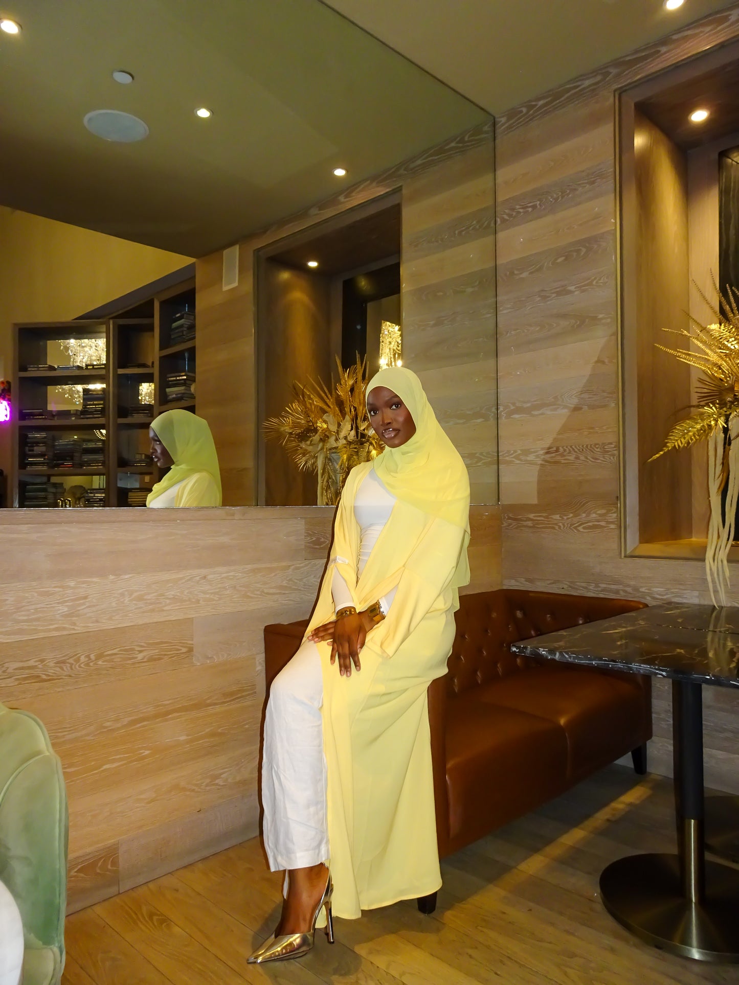 Butter Yellow Open Abaya