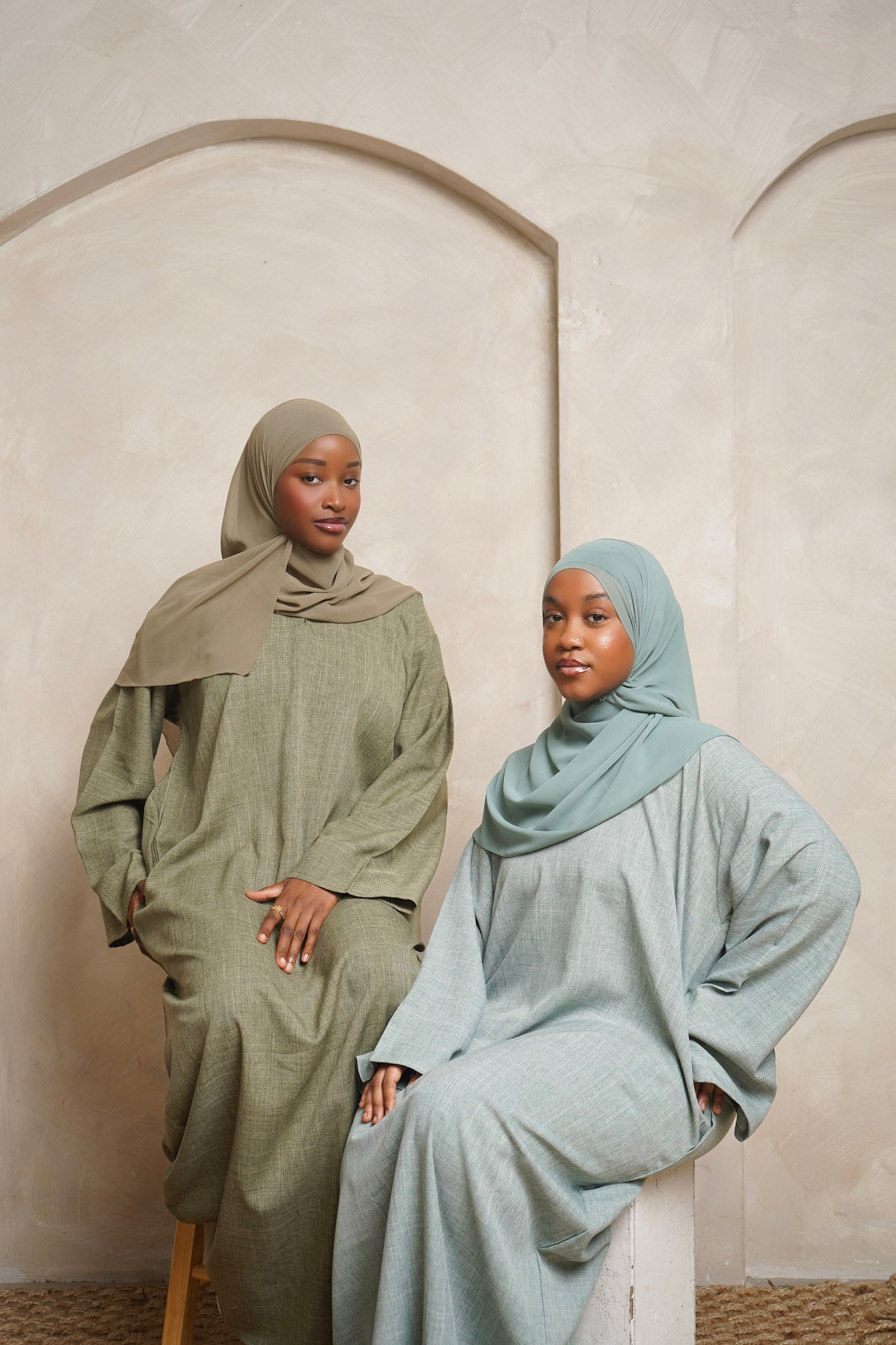 Sea Green Linen Abaya