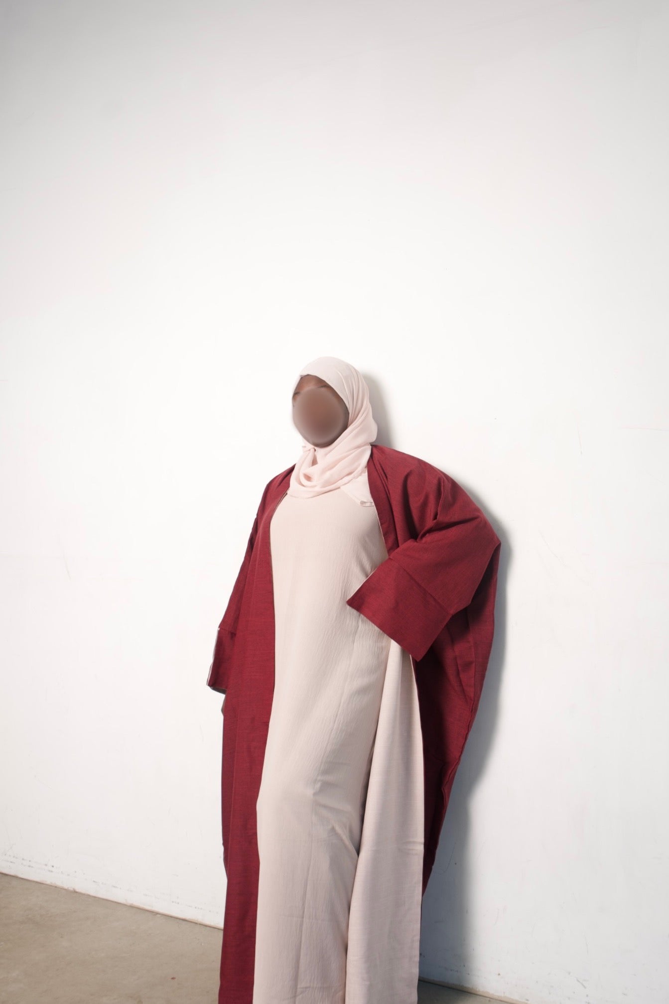 Crimson Reversible Linen Abaya Set