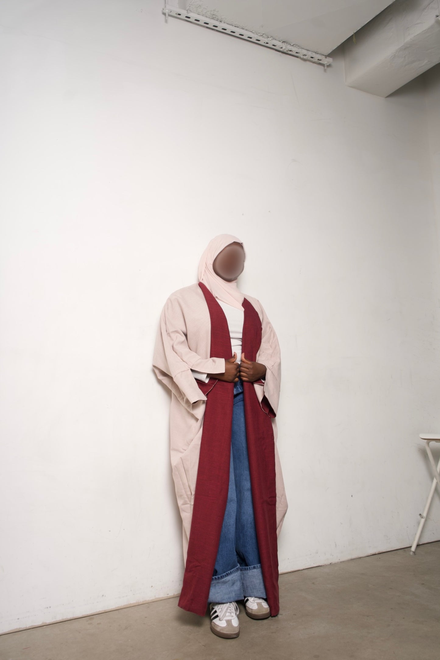 Crimson Reversible Linen Abaya Set