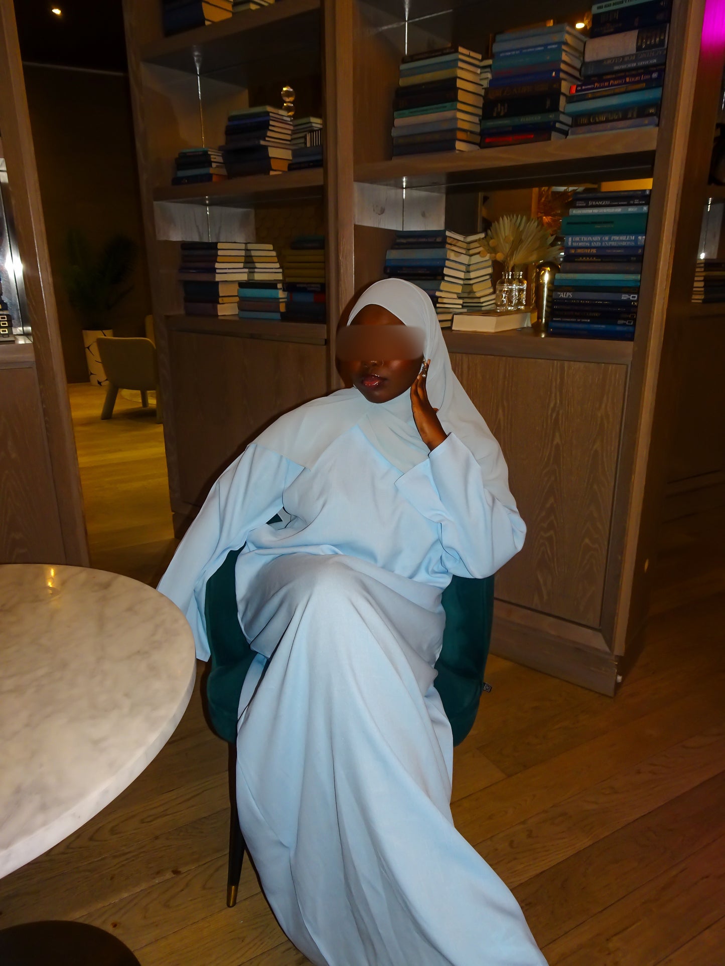 Baby Blue Linen Abaya