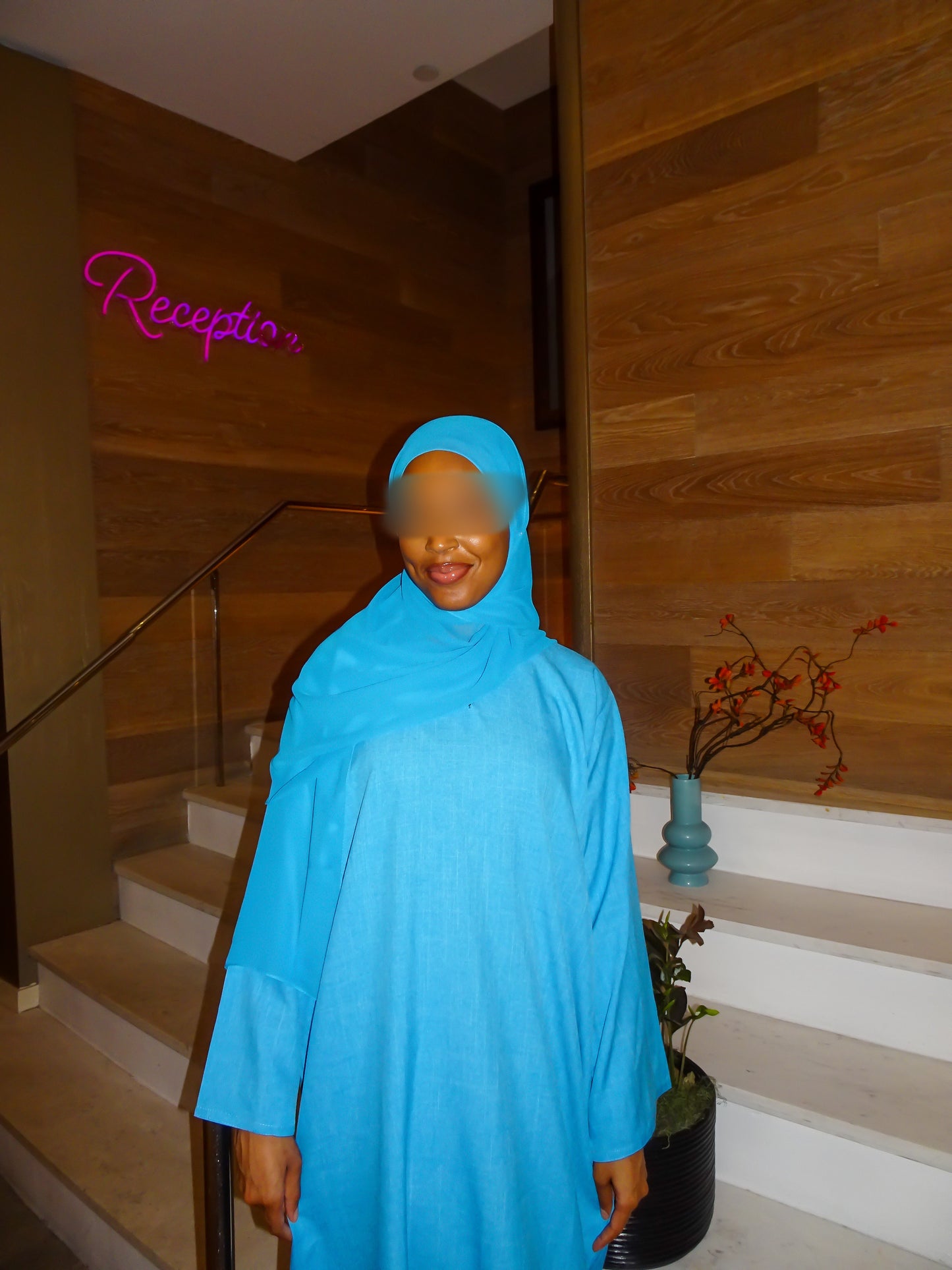 Aqua Blue Linen Abaya