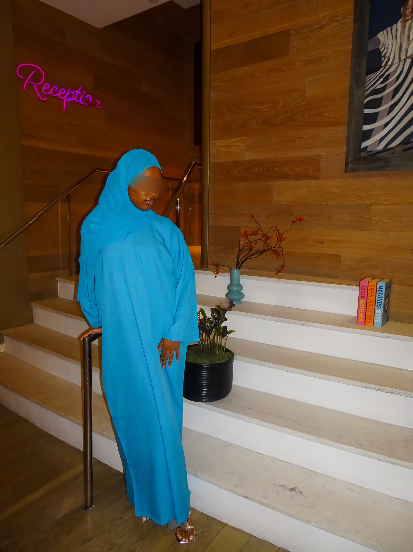 Aqua Blue Linen Abaya