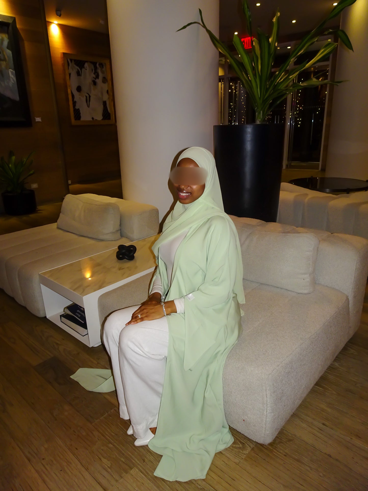 Mint Green Open Abaya