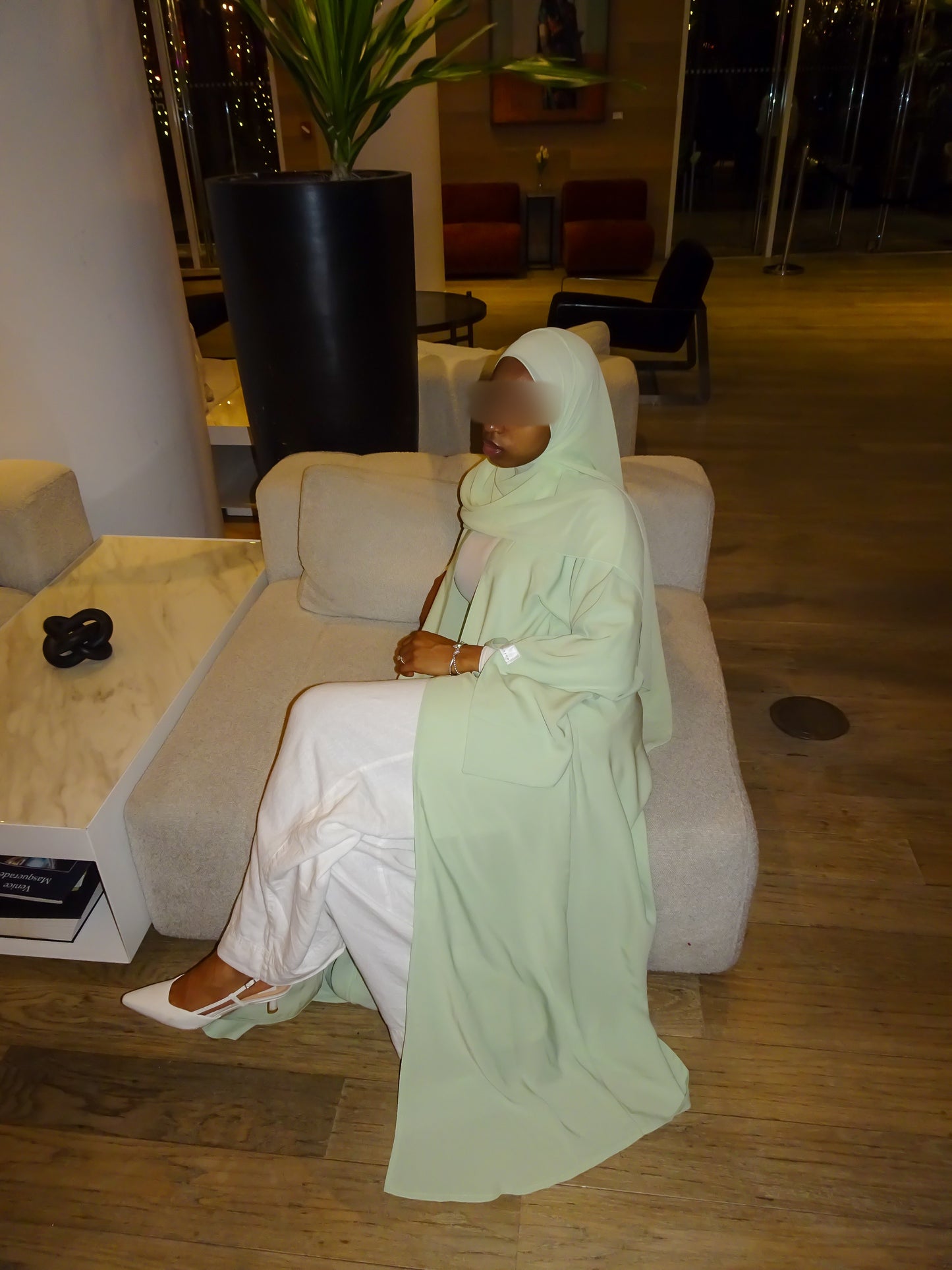 Mint Green Open Abaya