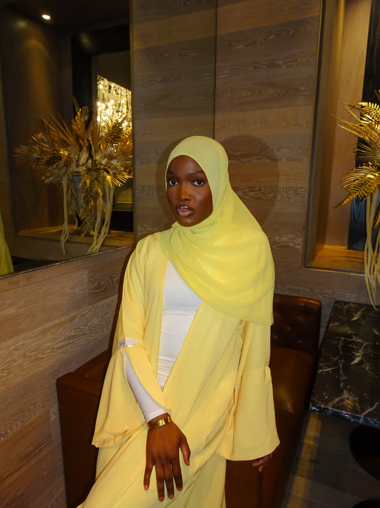 Butter Yellow Open Abaya