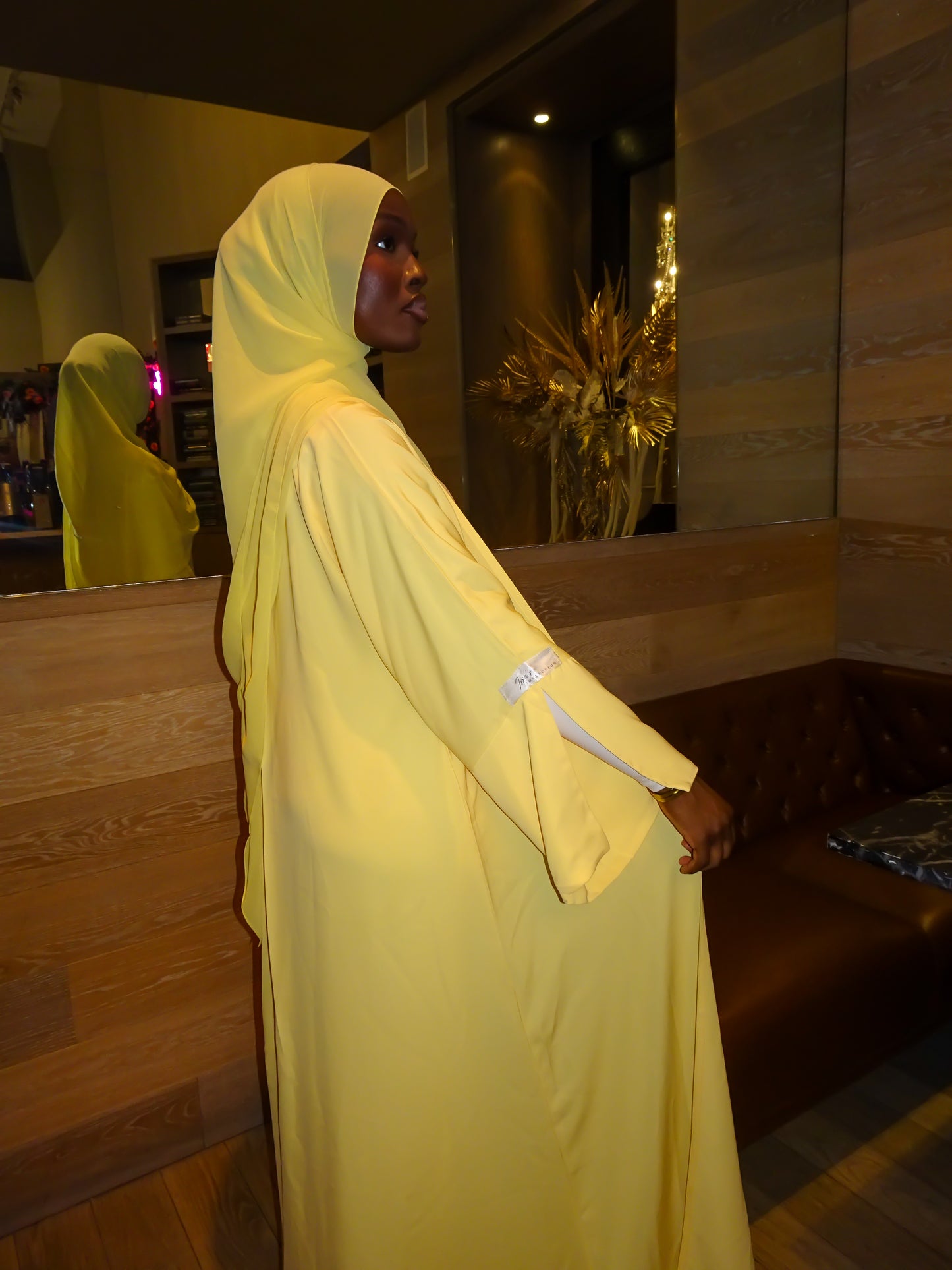 Butter Yellow Open Abaya