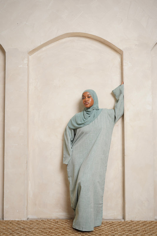Sea Green Linen Abaya