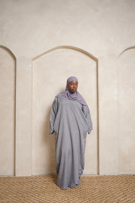 Ash Grey Linen Abaya