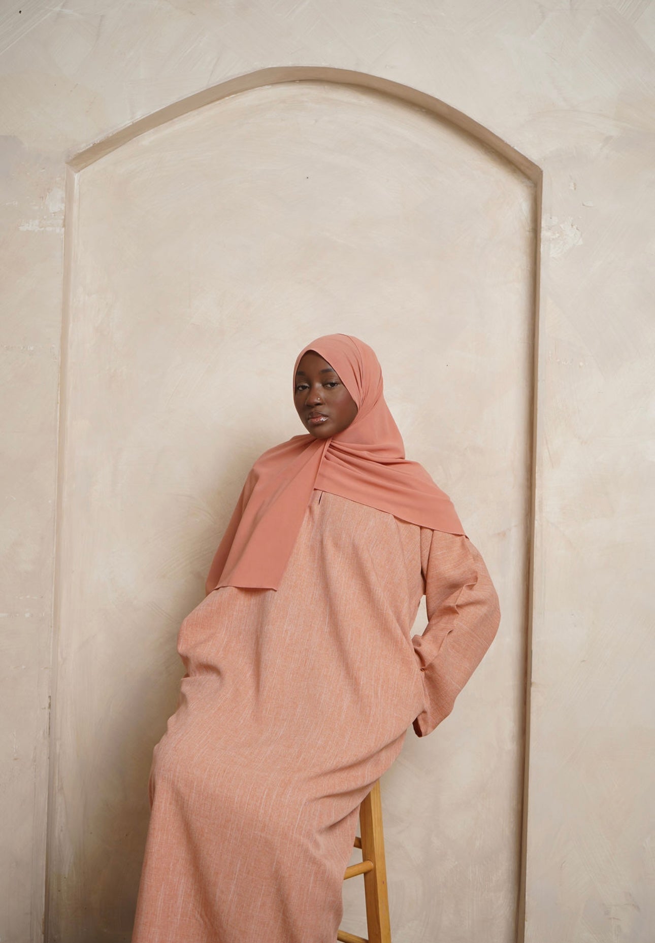 Coral Linen Abaya
