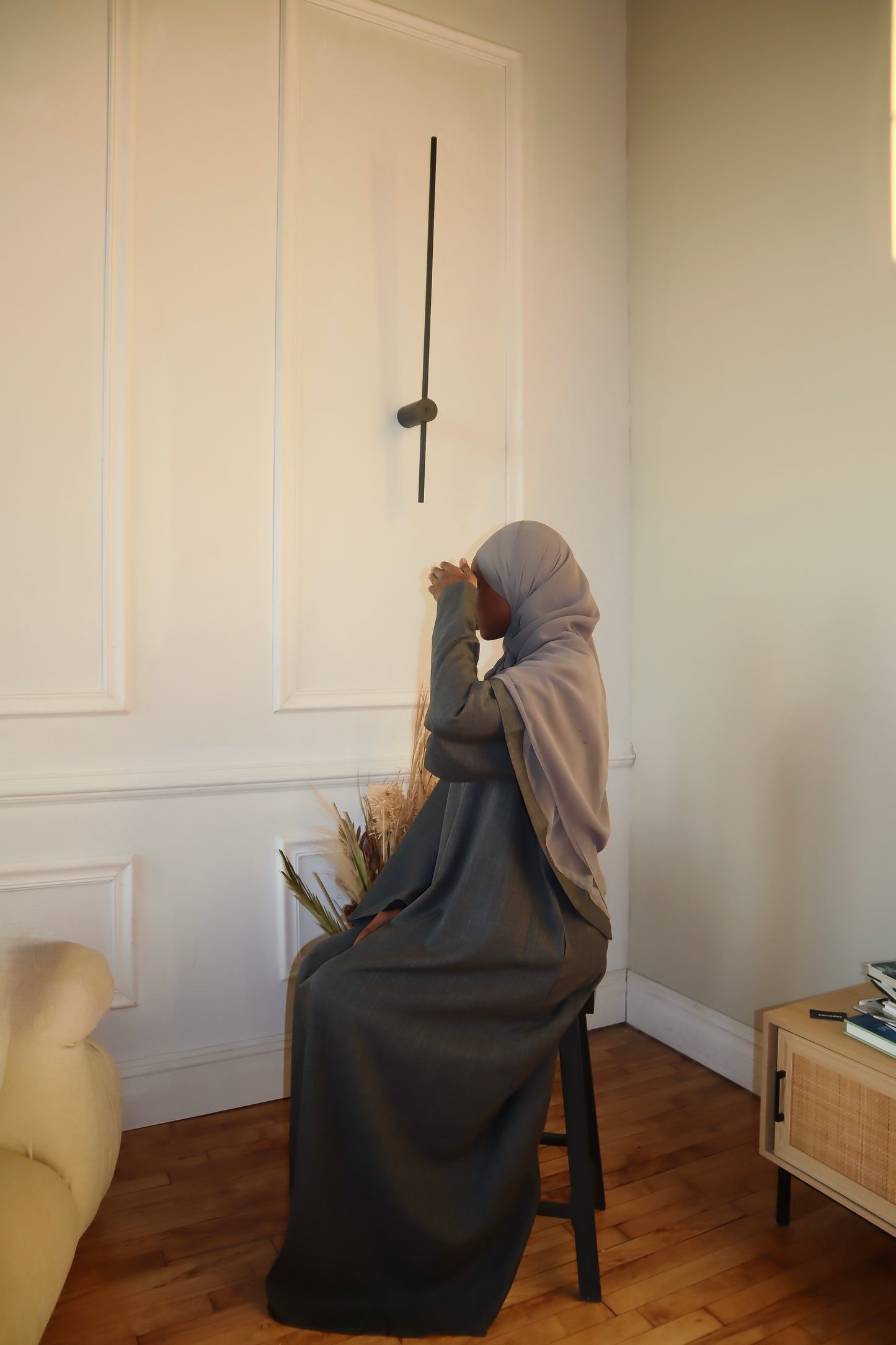 Ash Grey Linen Abaya