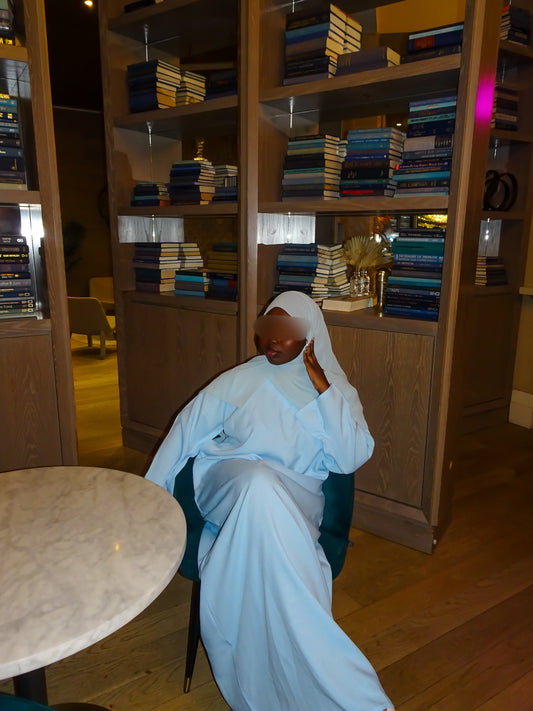 Baby Blue Linen Abaya